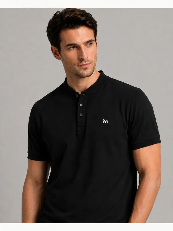 Jet_Black_Classic_Henley_Collar_T-Shirt_For_Men