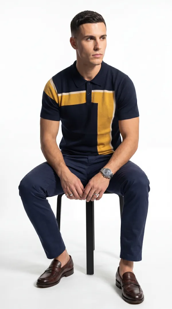 Black_&_Yellow_100%_Cotton_Seven_Shift_Knitted_Polo