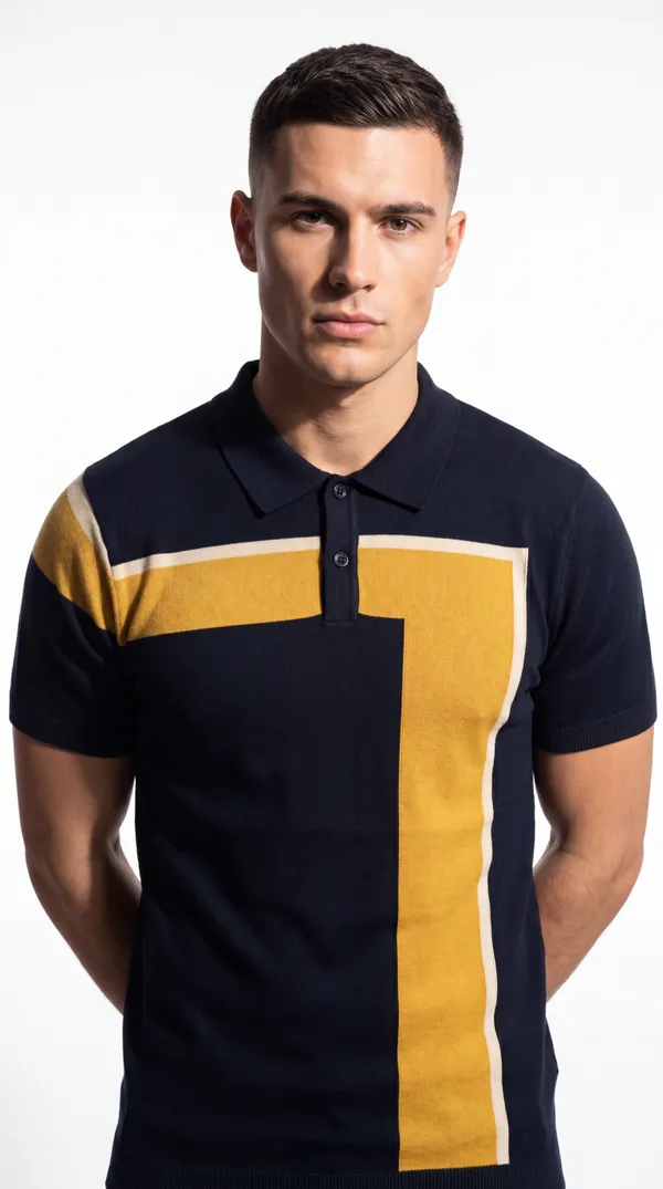 Black_&_Yellow_100%_Cotton_Seven_Shift_Knitted_Polo