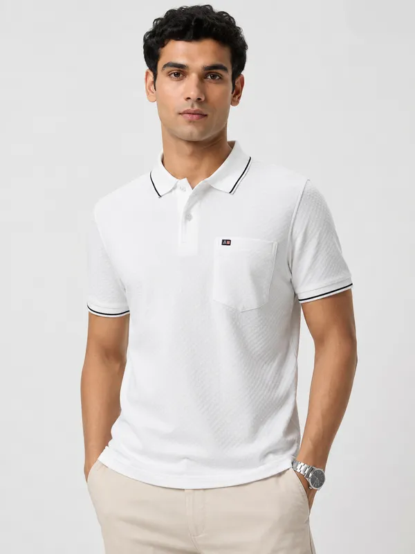 White_Roman_Knit_Tipped_Polo_T-Shirt