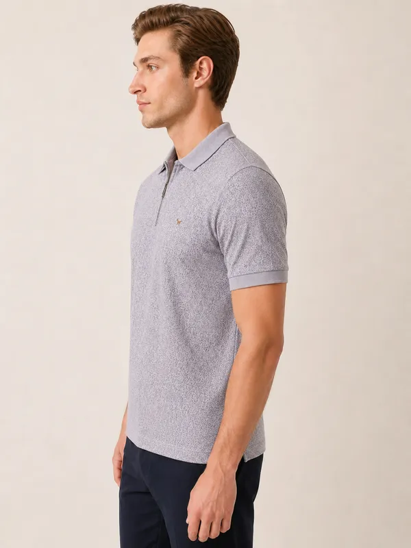 Grey_Cheetah_Knit_Polo_With_Zip_T-Shirt_For_Men