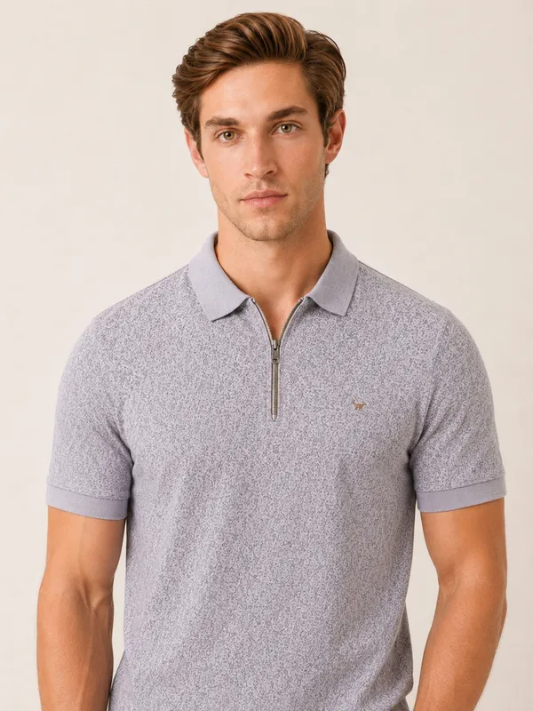Grey_Cheetah_Knit_Polo_With_Zip_T-Shirt_For_Men