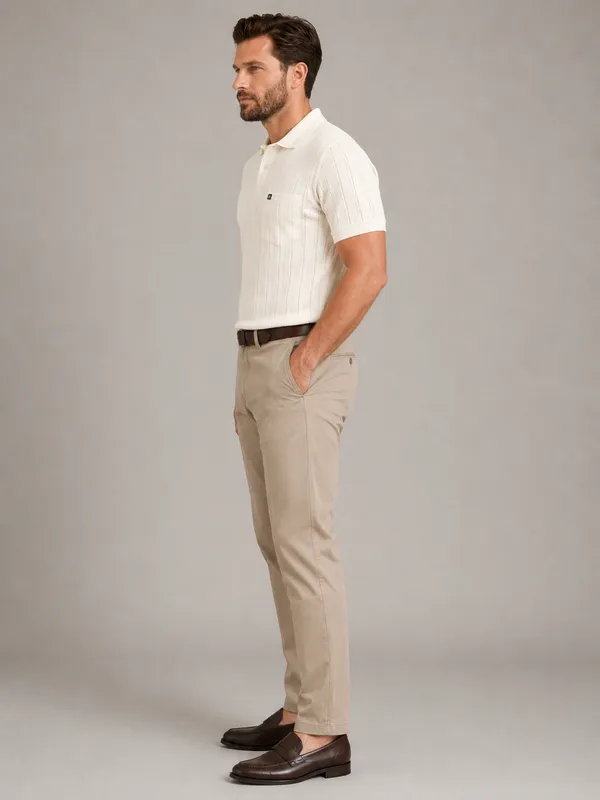 Cream_Selection_Knit_Collar_T-Shirt_For_Men