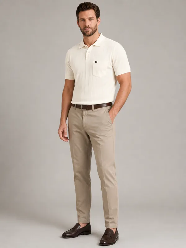 Cream_Selection_Knit_Collar_T-Shirt_For_Men