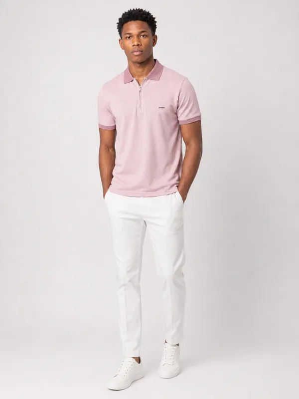 Mauve_Arrowhead_Printed_Zipper_Polo_T-Shirt