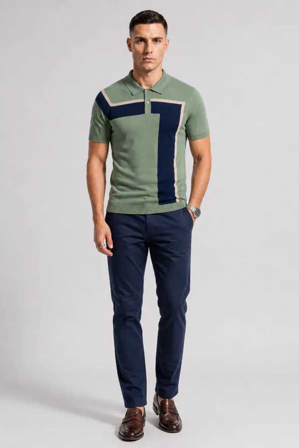Green_&_Navy_100%_Cotton_Knitted_Seven_Shift_Polo