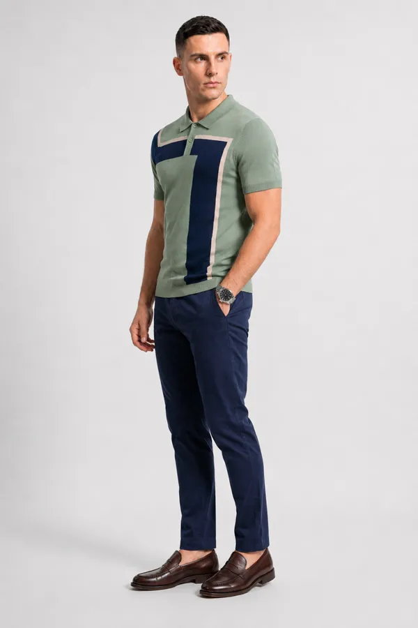 Green_&_Navy_100%_Cotton_Knitted_Seven_Shift_Polo