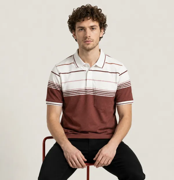 Red_&_White_Striped_Diamond_Jacquard_Polo_T-Shirt_For_Men