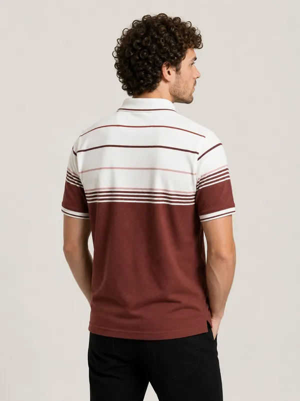 Red_&_White_Striped_Diamond_Jacquard_Polo_T-Shirt_For_Men