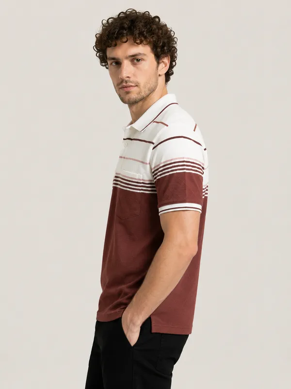 Red_&_White_Striped_Diamond_Jacquard_Polo_T-Shirt_For_Men