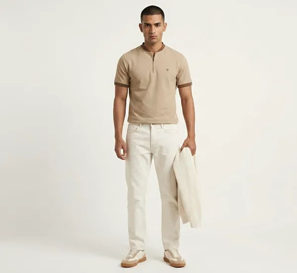 Beige_Contrast_Panel_Henley_With_Zip_T-Shirt_For_Men