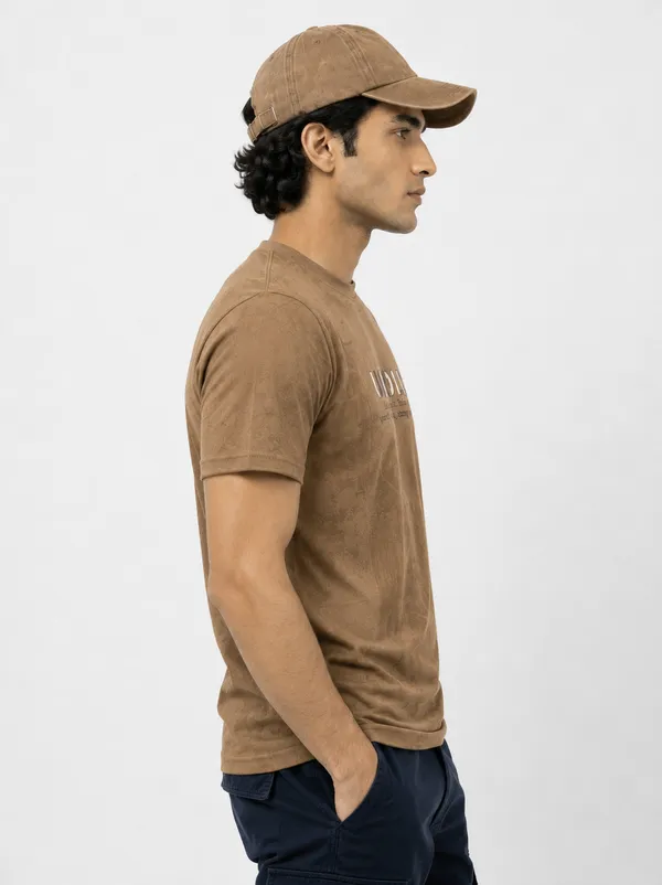 Brown_Allover_Printed_Round_Neck_T-Shirt_For_Men