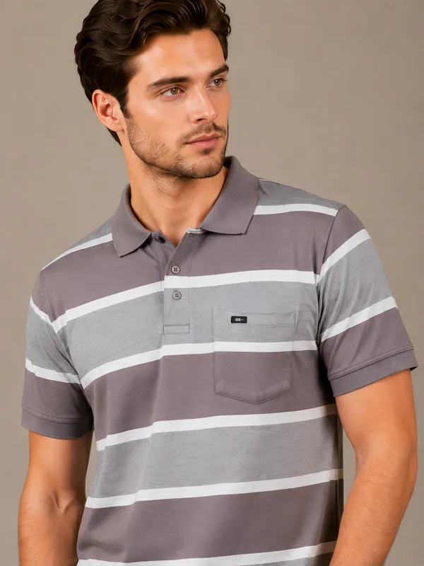 Lavender_&_White_Birdeye_Striped_Polo_T-Shirt_For_Men