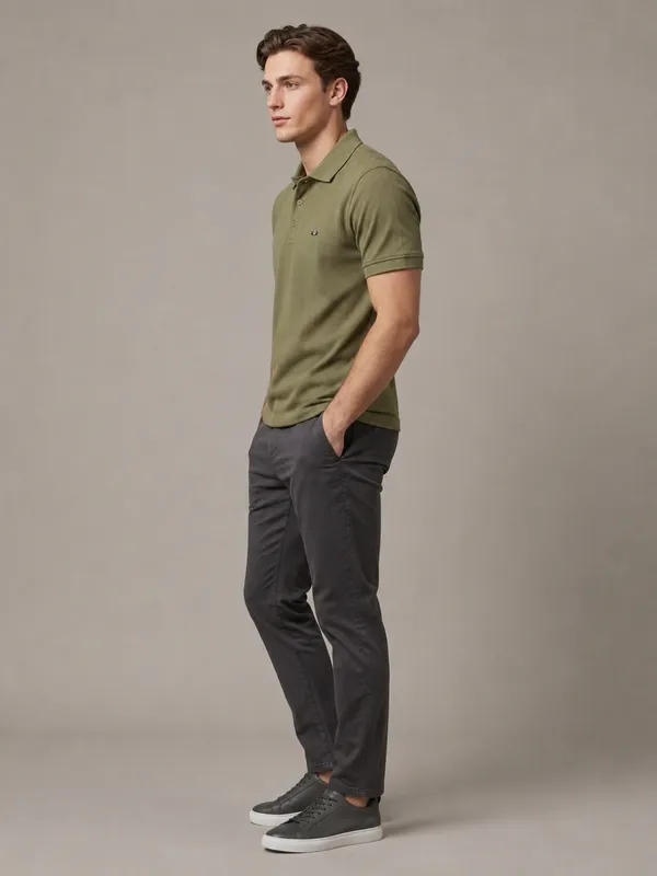 Olive_Green_Dobby_Textured_Polo_T-Shirt_For_Men
