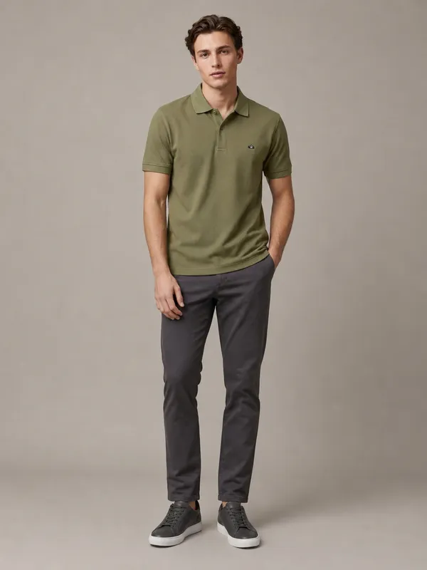 Olive_Green_Dobby_Textured_Polo_T-Shirt_For_Men