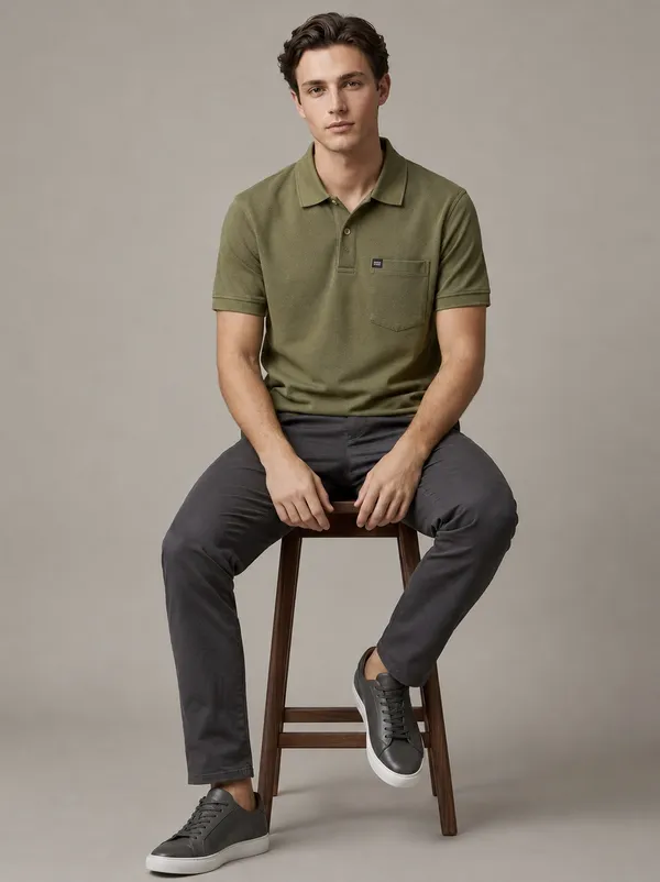 Olive_Green_Dobby_Textured_Polo_T-Shirt_For_Men
