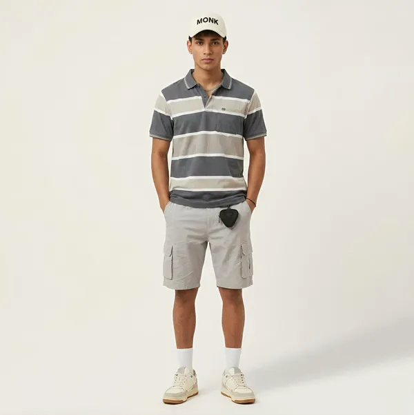 Ash_Beige_Multi_Striped_Polo_T-Shirt_For_Men