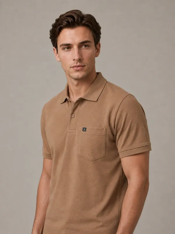 Brown_Dobby_Textured_Polo_T-Shirt_For_Men