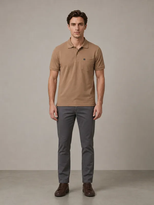 Brown_Dobby_Textured_Polo_T-Shirt_For_Men