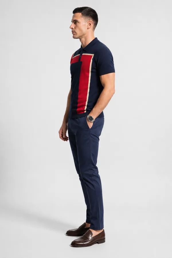 Navy_&_Red_100%_Cotton_Knitted_Seven_Shift_Polo