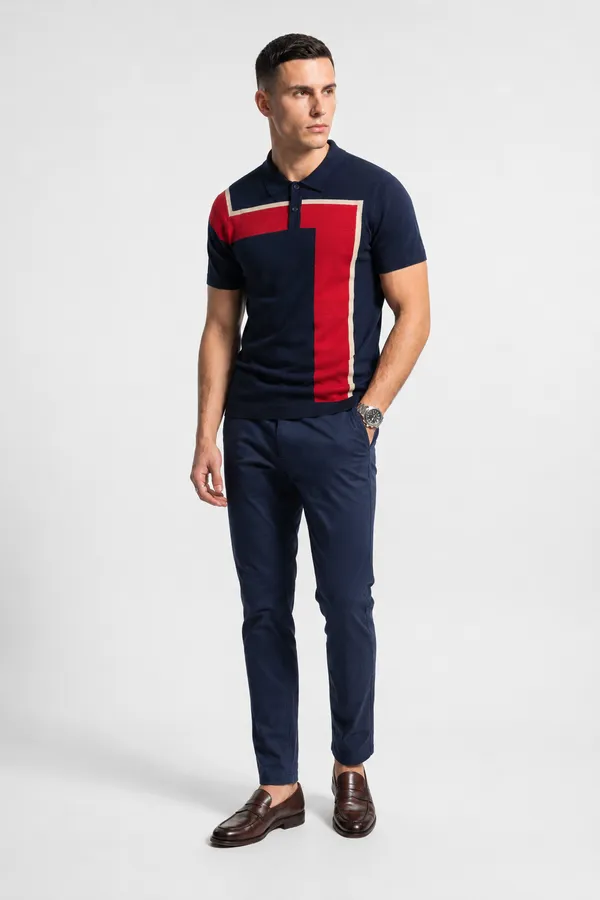 Navy_&_Red_100%_Cotton_Knitted_Seven_Shift_Polo