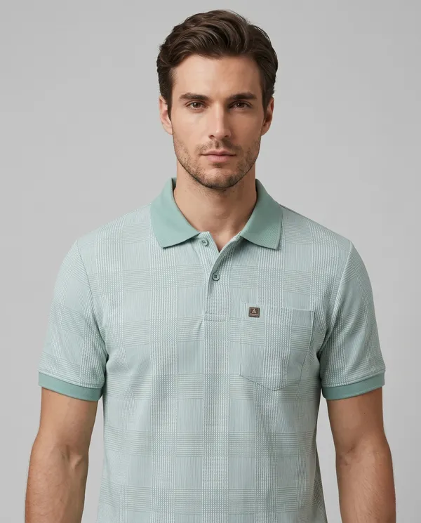 Mint_Green_Checks_Textured_Polo_T-Shirt_For_Men