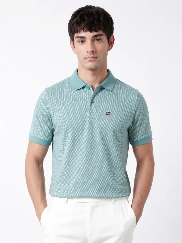 Mint_Green_Arrowhead_Textured_Polo_T-Shirt_For_Men