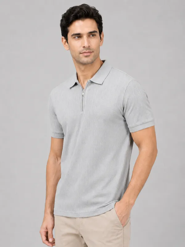 Grey_Pillar_Jacquard_Zipper_Polo_T-Shirt