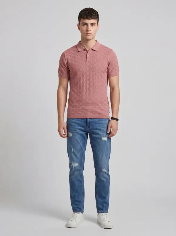Pink_100%_Cotton_Knitted_Prism_Petal_Polo