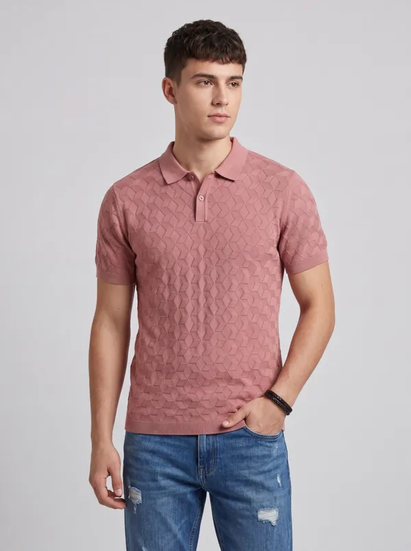 Pink_100%_Cotton_Knitted_Prism_Petal_Polo