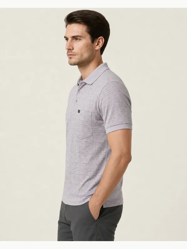 Light_Grey_Sketch_Weave_Textured_Polo_T-Shirt_For_Men