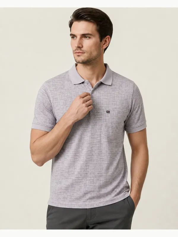 Light_Grey_Sketch_Weave_Textured_Polo_T-Shirt_For_Men