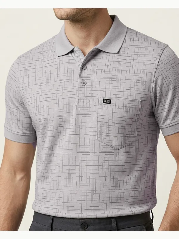 Light_Grey_Sketch_Weave_Textured_Polo_T-Shirt_For_Men