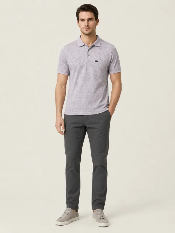 Light_Grey_Sketch_Weave_Textured_Polo_T-Shirt_For_Men