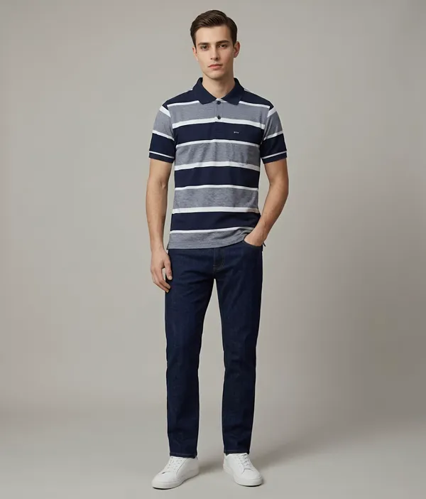 Navy_&_White_Birdeye_Striped_Polo_T-Shirt_For_Men