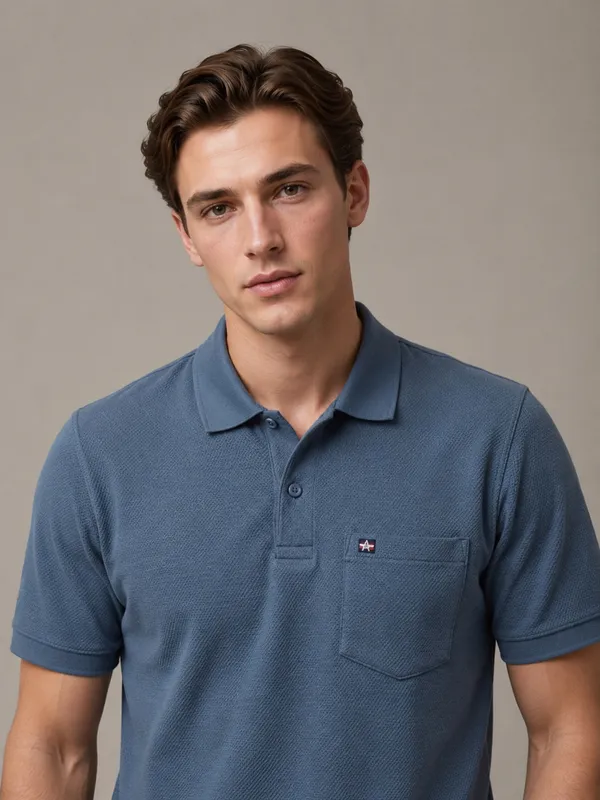 Sapphire_Blue_Dobby_Textured_Polo_T-Shirt_For_Men