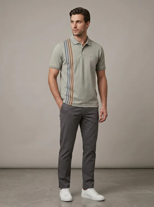 Green_Edge_Line_Weave_Striped_Polo_T-Shirt_For_Men