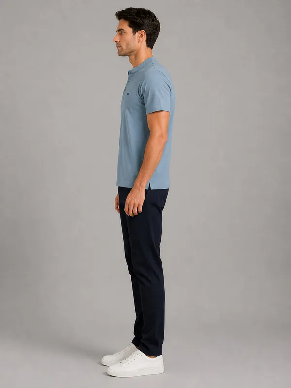 Sky_Blue_Classic_Henley_Collar_T-Shirt_For_Men