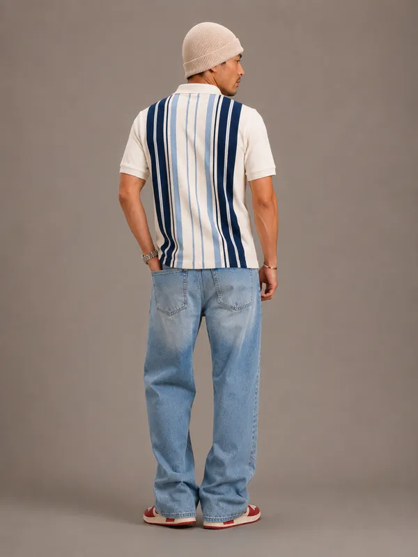 Multicolor_Heritage_Striped_Knit_Polo_With_Zip_T-Shirt_For_Men