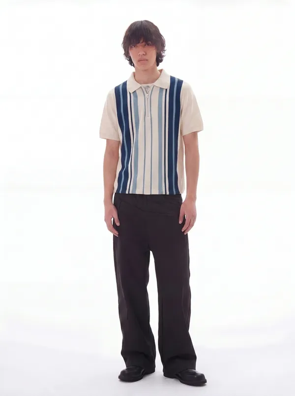 Multicolor_Heritage_Striped_Knit_Polo_With_Zip_T-Shirt_For_Men