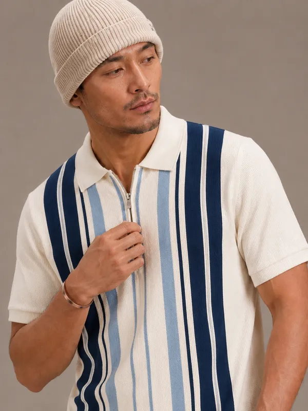 Multicolor_Heritage_Striped_Knit_Polo_With_Zip_T-Shirt_For_Men
