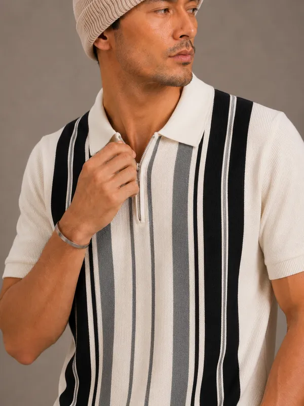 Multicolor_Heritage_Striped_Knit_Polo_With_Zip_T-Shirt_For_Men