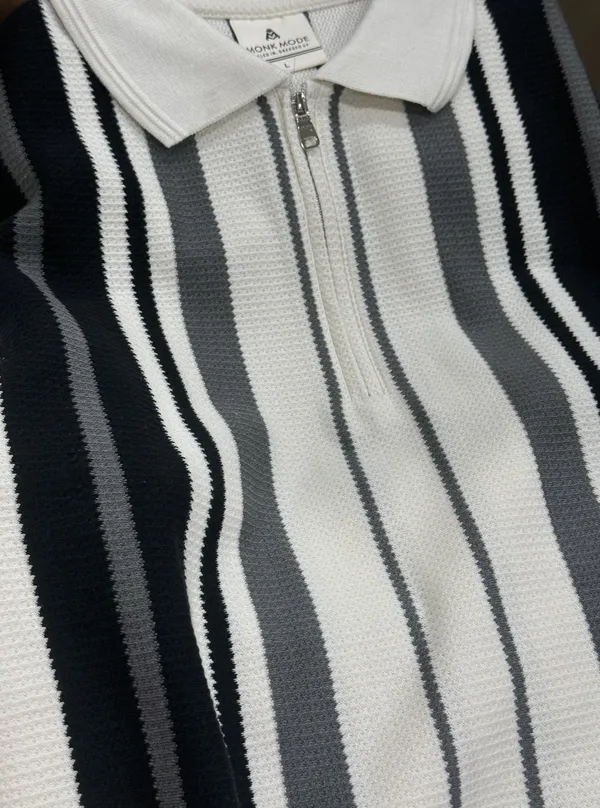 Multicolor_Heritage_Striped_Knit_Polo_With_Zip_T-Shirt_For_Men