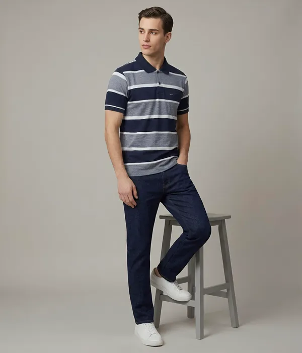 Navy_&_White_Birdeye_Striped_Polo_T-Shirt_For_Men