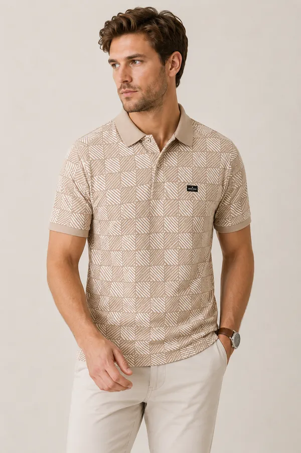 Beige_Pulse_Grid_Textured_Polo_T-Shirt_For_Men