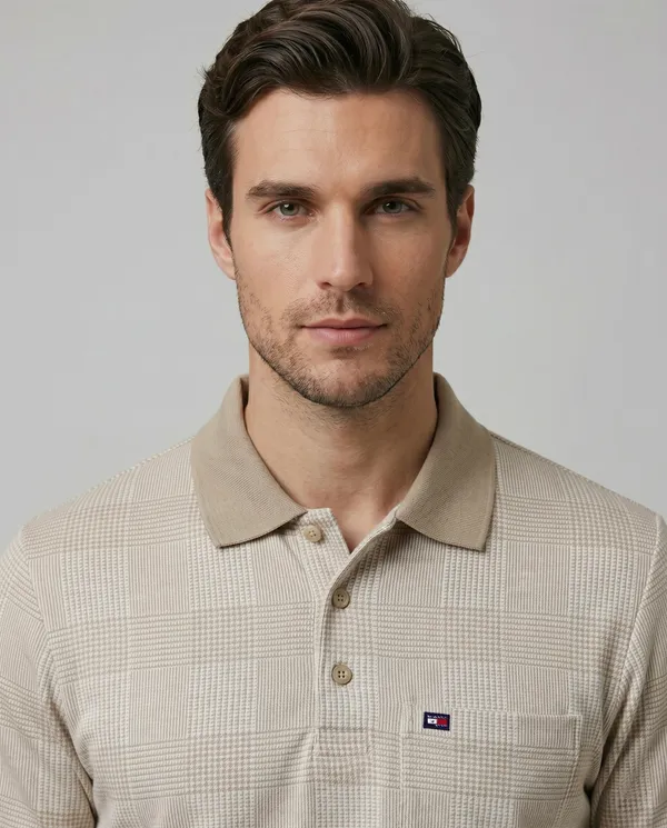 Beige_Checks_Textured_Polo_T-Shirt_For_Men