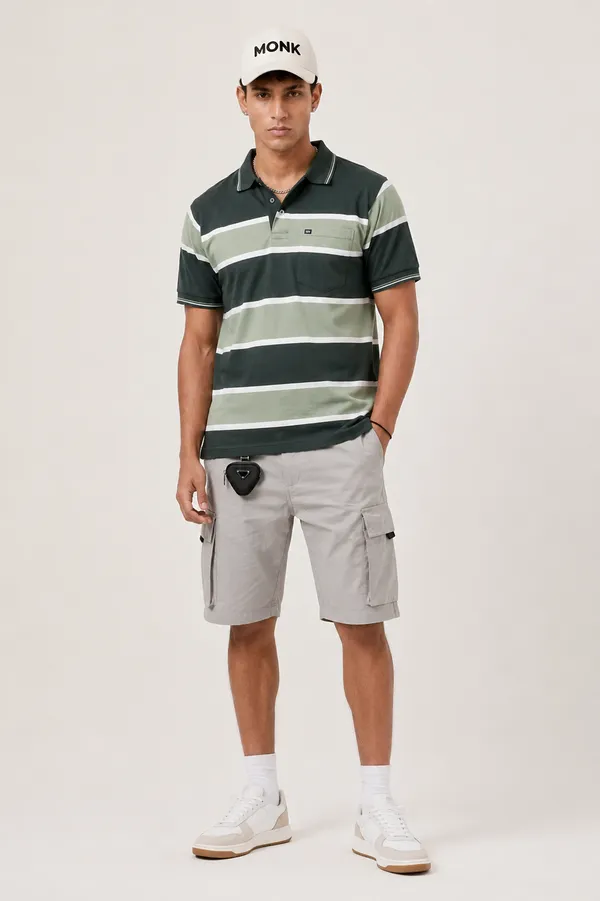 Green_Multi_Striped_Polo_T-Shirt_For_Men