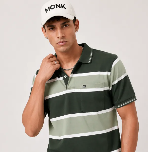 Green_Multi_Striped_Polo_T-Shirt_For_Men