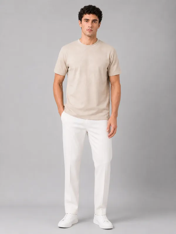 Beige_Diamond_Jacquard_Round_Neck_T-Shirt