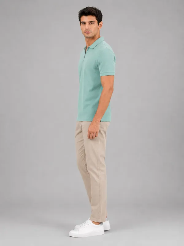 Sea_Green_Pillar_Jacquard_Zipper_Polo_T-Shirt